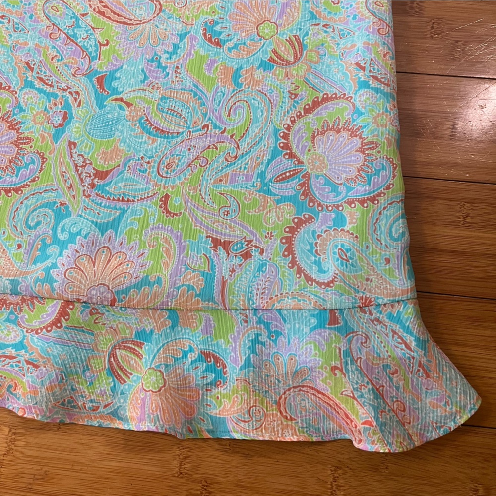 Y2K Crazy Horse Aqua Maxi Ruffle Skirt with Pastel Paisley Accents Mermaidcore - Picture 3 of 9